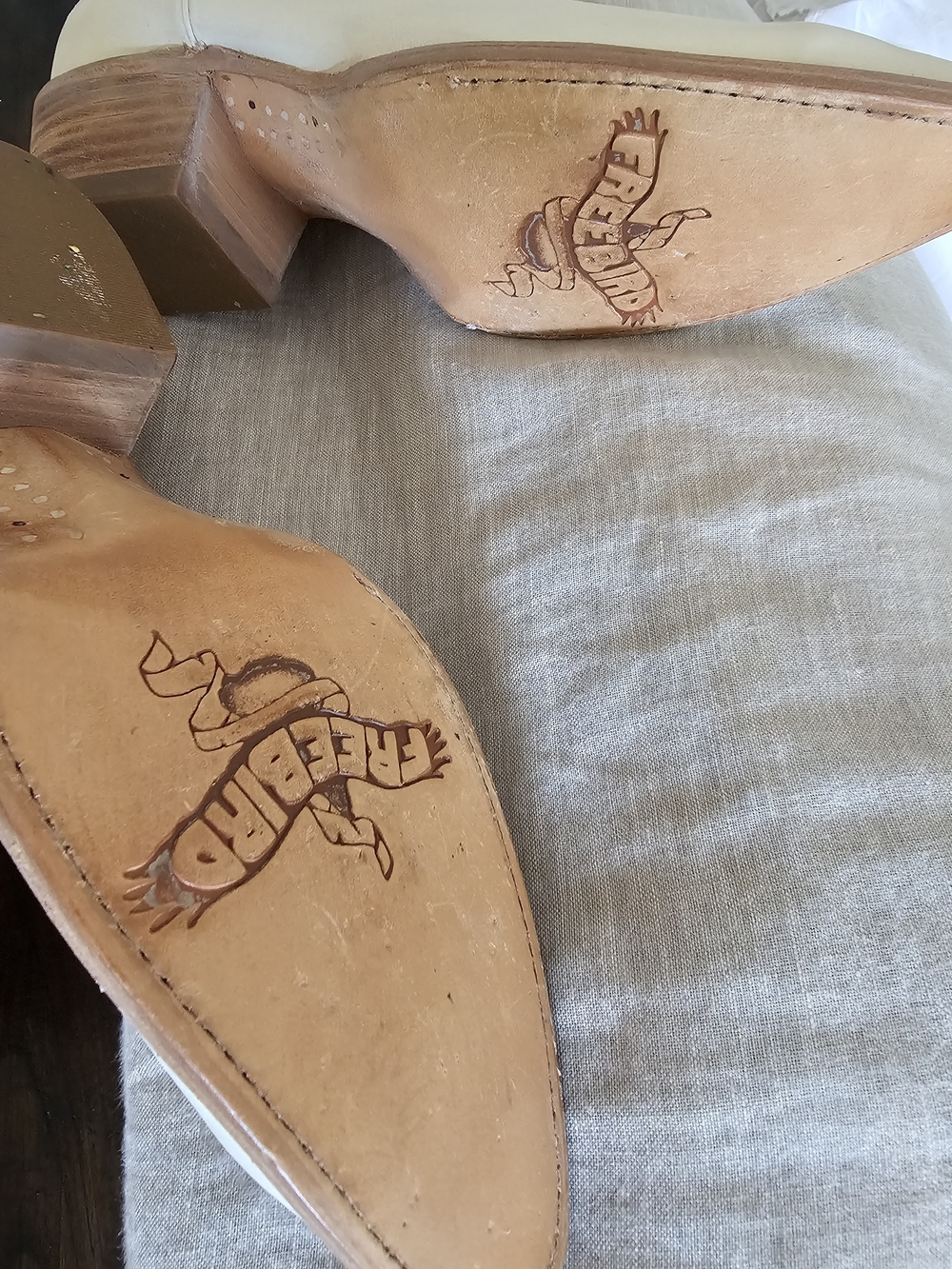 Excellent Freebird Woodland Ivory Cream White Embroidered Western Cowboy Boots 8 - Picture 7 of 7